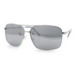 Mens Classic Iconic Rectangle Metal Rim Officer Agent Spring Hinge Sunglasses