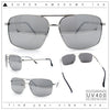 Mens Classic Iconic Rectangle Metal Rim Officer Agent Spring Hinge Sunglasses