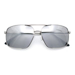 Mens Classic Iconic Rectangle Metal Rim Officer Agent Spring Hinge Sunglasses