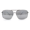 Mens Classic Iconic Rectangle Metal Rim Officer Agent Spring Hinge Sunglasses