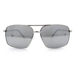 Mens Classic Iconic Rectangle Metal Rim Officer Agent Spring Hinge Sunglasses