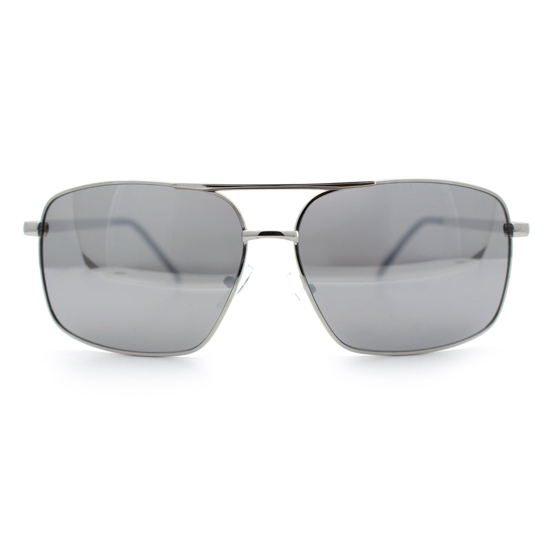 Mens Classic Iconic Rectangle Metal Rim Officer Agent Spring Hinge Sunglasses