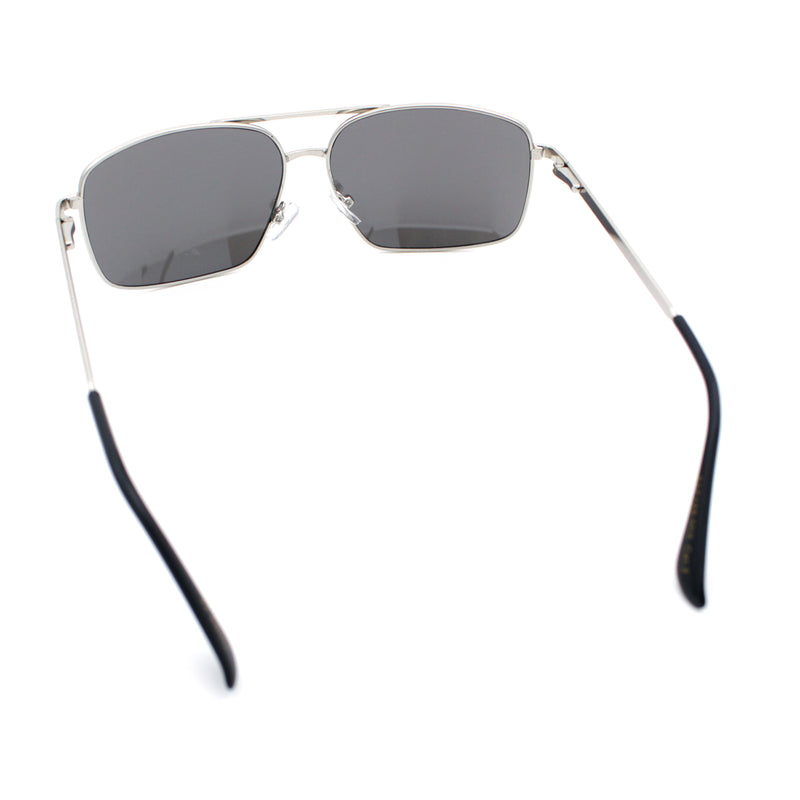 Mens Classic Iconic Rectangle Metal Rim Officer Agent Spring Hinge Sunglasses