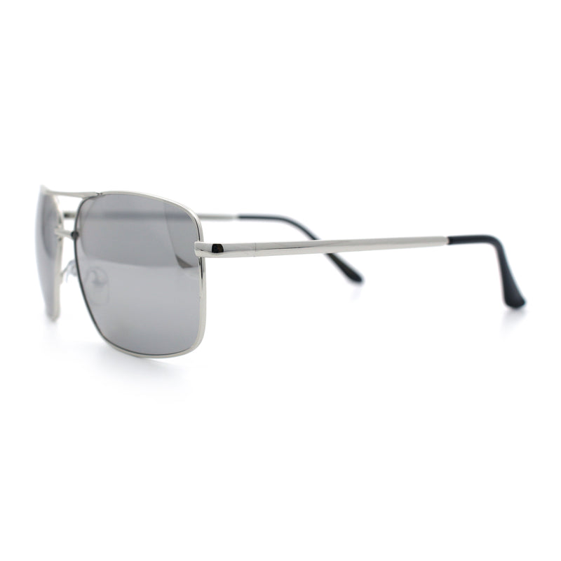 Mens Classic Iconic Rectangle Metal Rim Officer Agent Spring Hinge Sunglasses