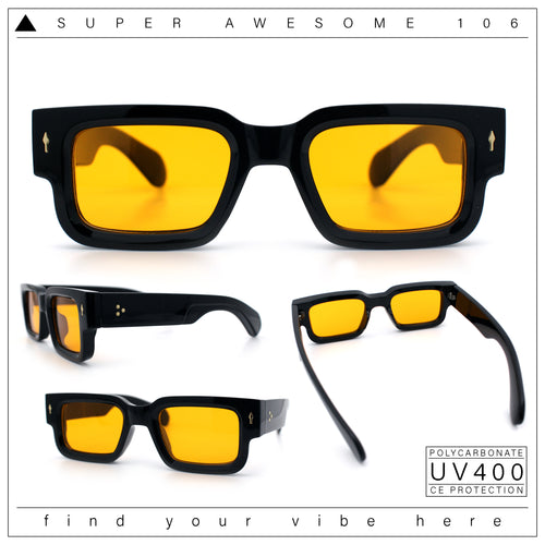 Retro Urban City Gent Hipster Thick Plastic Horn Rim Rectangle Sunglasses