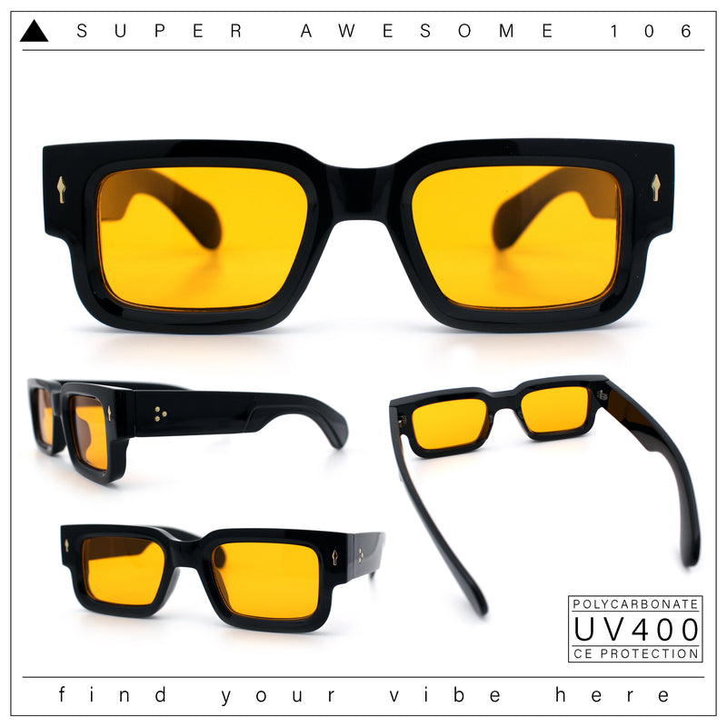 Retro Urban City Gent Hipster Thick Plastic Horn Rim Rectangle Sunglasses