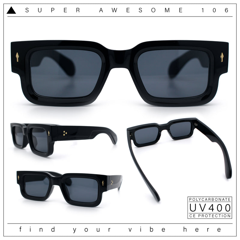 Retro Urban City Gent Hipster Thick Plastic Horn Rim Rectangle Sunglasses