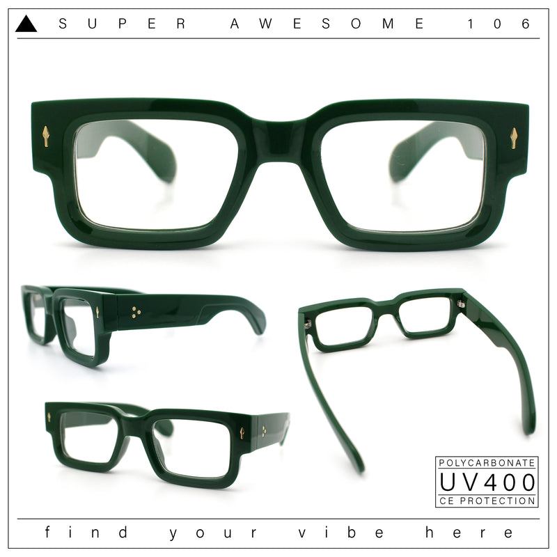 Retro Urban City Gent Hipster Thick Plastic Horn Rim Rectangle Sunglasses