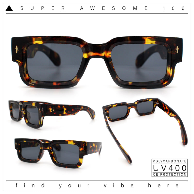 Retro Urban City Gent Hipster Thick Plastic Horn Rim Rectangle Sunglasses