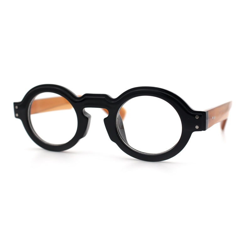 Retro Nerdy Hipster Round Thick Horn Rim Plastic Keyhole Sunglasses