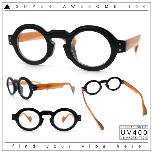 Retro Nerdy Hipster Round Thick Horn Rim Plastic Keyhole Sunglasses