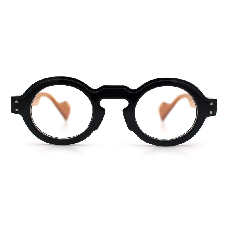 Retro Nerdy Hipster Round Thick Horn Rim Plastic Keyhole Sunglasses