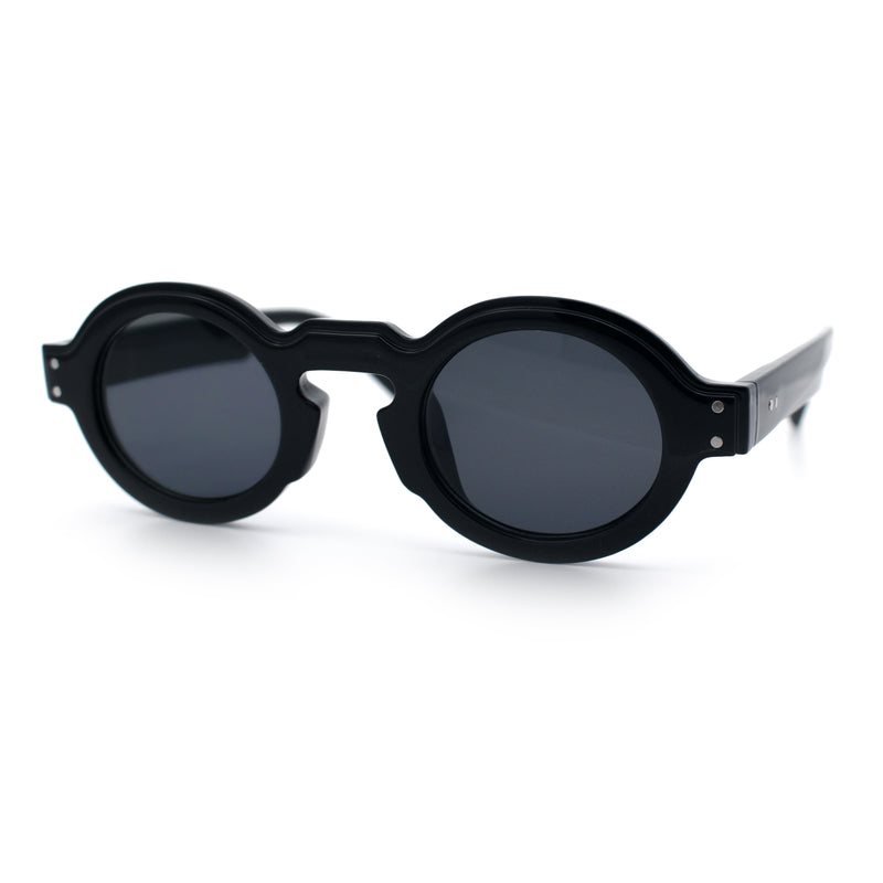 Retro Nerdy Hipster Round Thick Horn Rim Plastic Keyhole Sunglasses