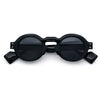 Retro Nerdy Hipster Round Thick Horn Rim Plastic Keyhole Sunglasses