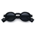 Retro Nerdy Hipster Round Thick Horn Rim Plastic Keyhole Sunglasses