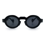 Retro Nerdy Hipster Round Thick Horn Rim Plastic Keyhole Sunglasses