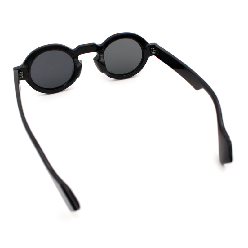 Retro Nerdy Hipster Round Thick Horn Rim Plastic Keyhole Sunglasses