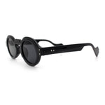 Retro Nerdy Hipster Round Thick Horn Rim Plastic Keyhole Sunglasses