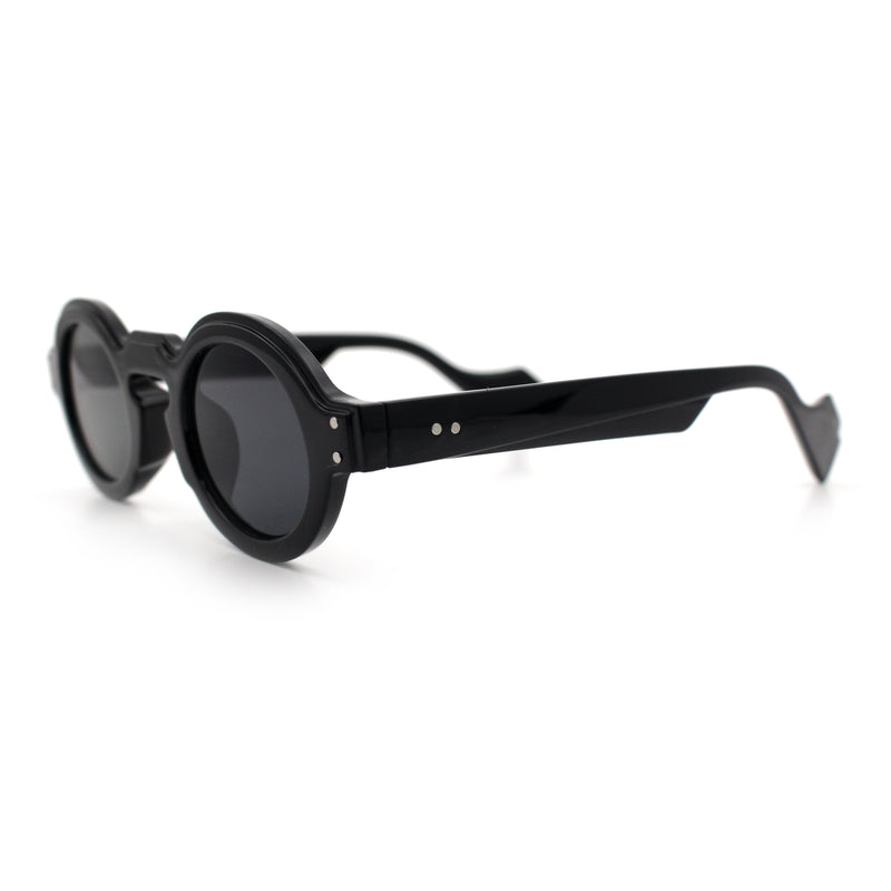 Retro Nerdy Hipster Round Thick Horn Rim Plastic Keyhole Sunglasses