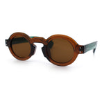 Retro Nerdy Hipster Round Thick Horn Rim Plastic Keyhole Sunglasses