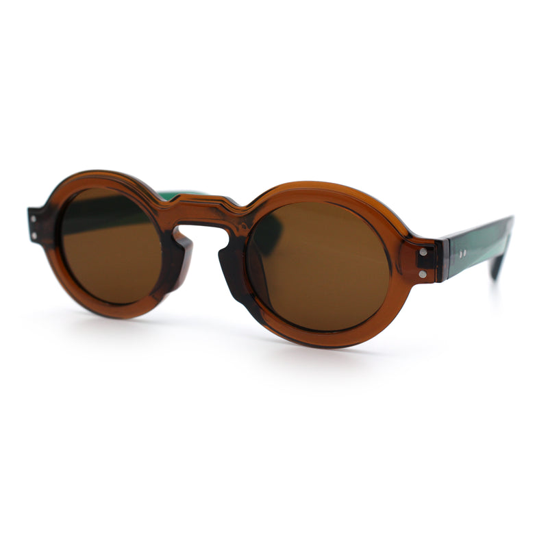 Retro Nerdy Hipster Round Thick Horn Rim Plastic Keyhole Sunglasses