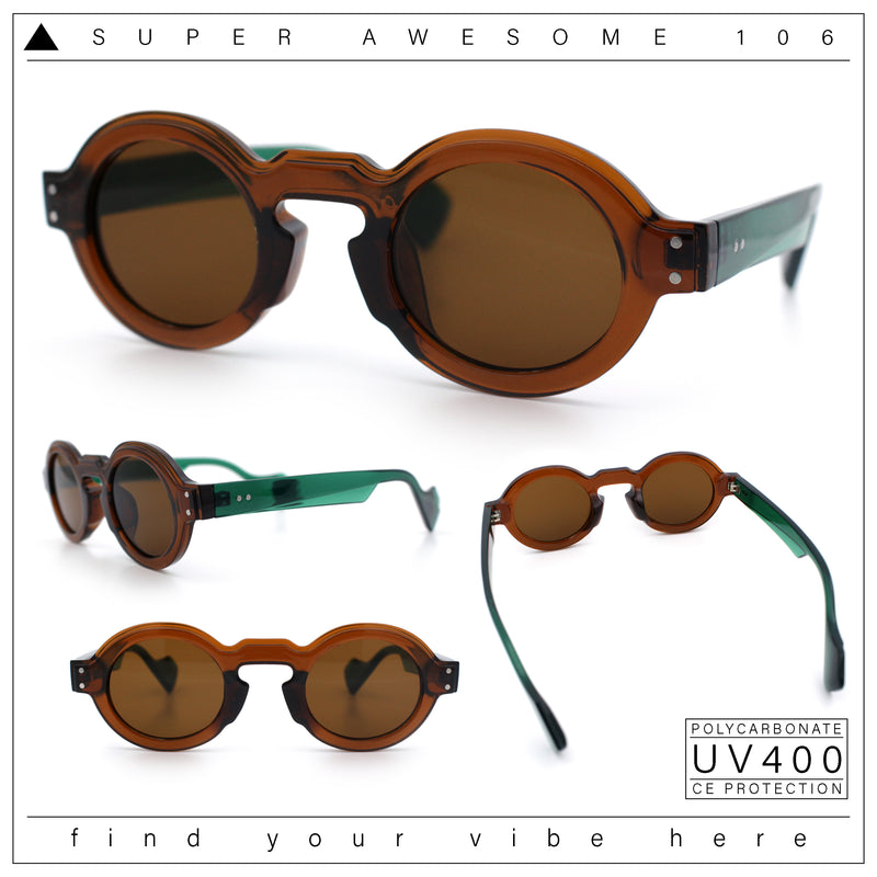 Retro Nerdy Hipster Round Thick Horn Rim Plastic Keyhole Sunglasses