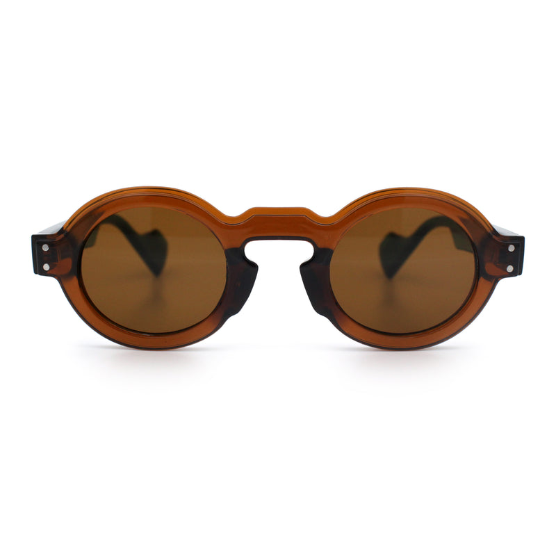 Retro Nerdy Hipster Round Thick Horn Rim Plastic Keyhole Sunglasses