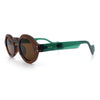 Retro Nerdy Hipster Round Thick Horn Rim Plastic Keyhole Sunglasses