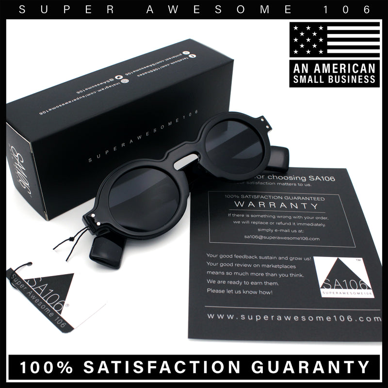Retro Nerdy Hipster Round Thick Horn Rim Plastic Keyhole Sunglasses