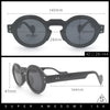 Retro Nerdy Hipster Round Thick Horn Rim Plastic Keyhole Sunglasses