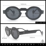 Retro Nerdy Hipster Round Thick Horn Rim Plastic Keyhole Sunglasses