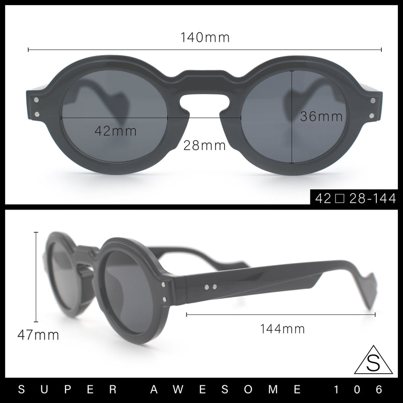 Retro Nerdy Hipster Round Thick Horn Rim Plastic Keyhole Sunglasses