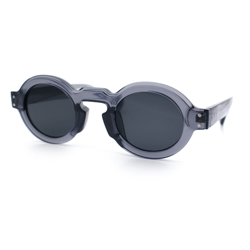 Retro Nerdy Hipster Round Thick Horn Rim Plastic Keyhole Sunglasses