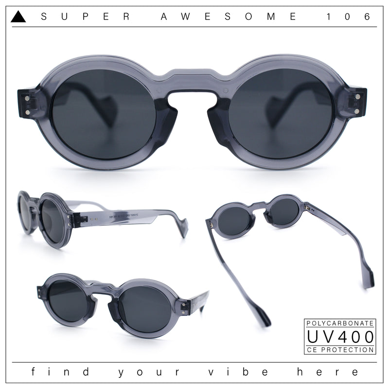 Retro Nerdy Hipster Round Thick Horn Rim Plastic Keyhole Sunglasses