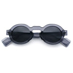 Retro Nerdy Hipster Round Thick Horn Rim Plastic Keyhole Sunglasses