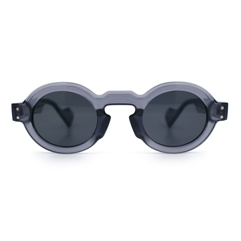 Retro Nerdy Hipster Round Thick Horn Rim Plastic Keyhole Sunglasses