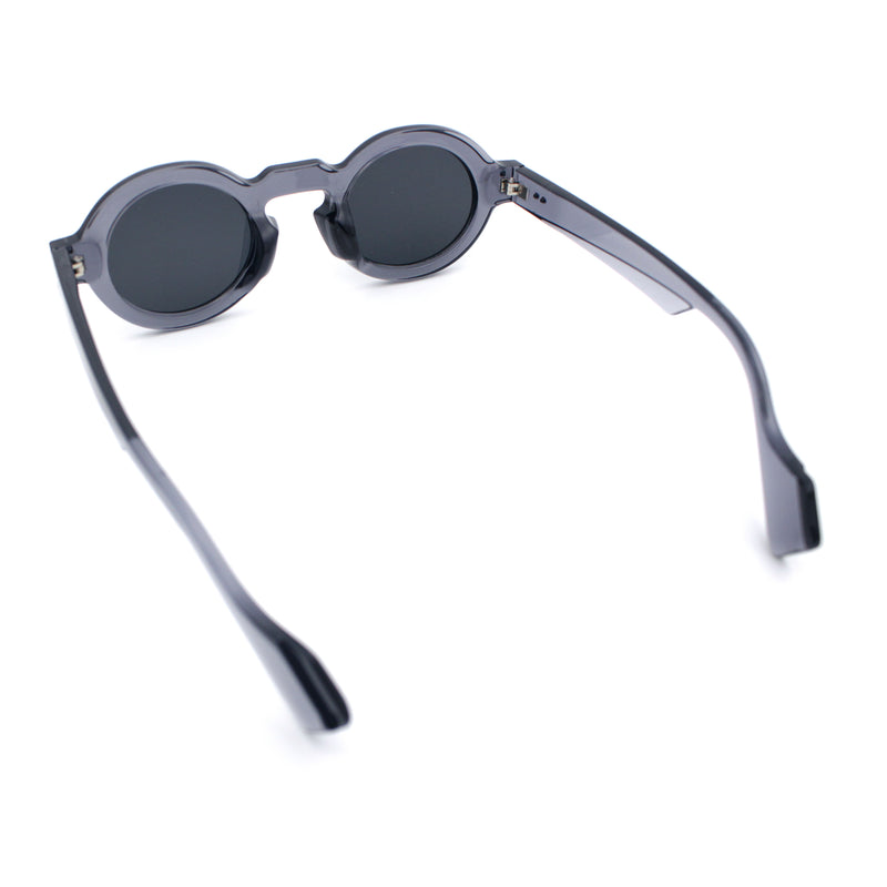 Retro Nerdy Hipster Round Thick Horn Rim Plastic Keyhole Sunglasses