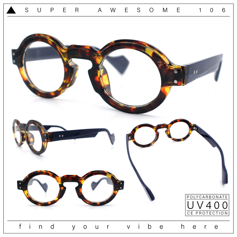 Retro Nerdy Hipster Round Thick Horn Rim Plastic Keyhole Sunglasses