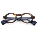 Retro Nerdy Hipster Round Thick Horn Rim Plastic Keyhole Sunglasses