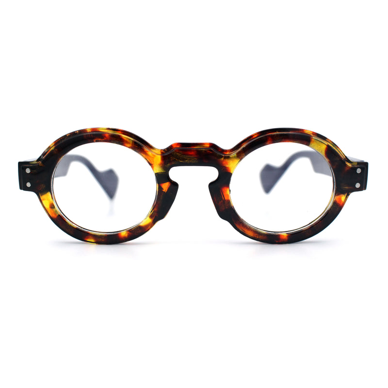 Retro Nerdy Hipster Round Thick Horn Rim Plastic Keyhole Sunglasses
