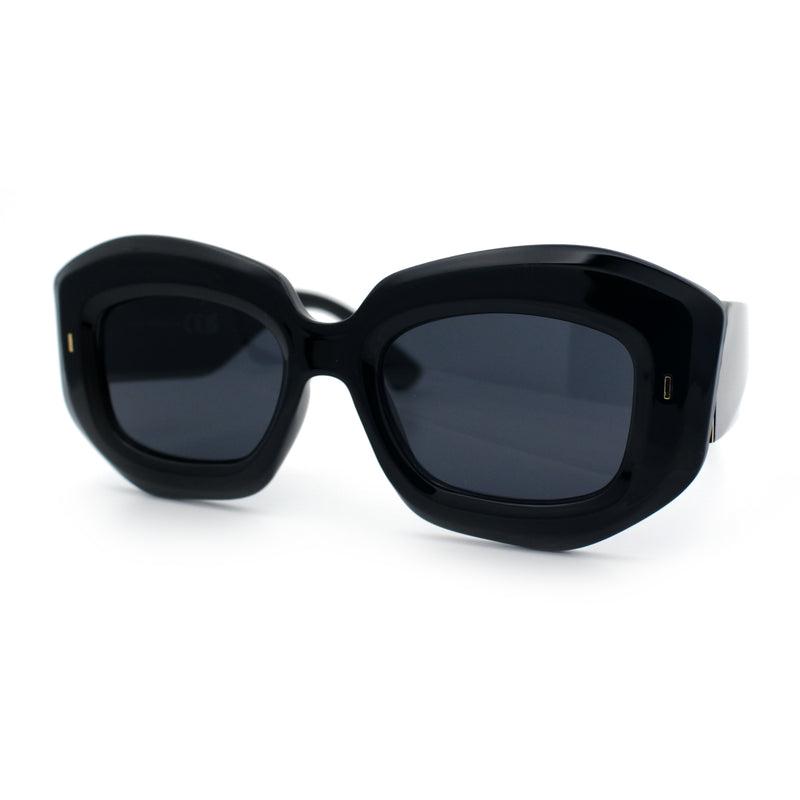 Womens Mod Thick Beveled Plastic Retro Glamorous Sunglasses