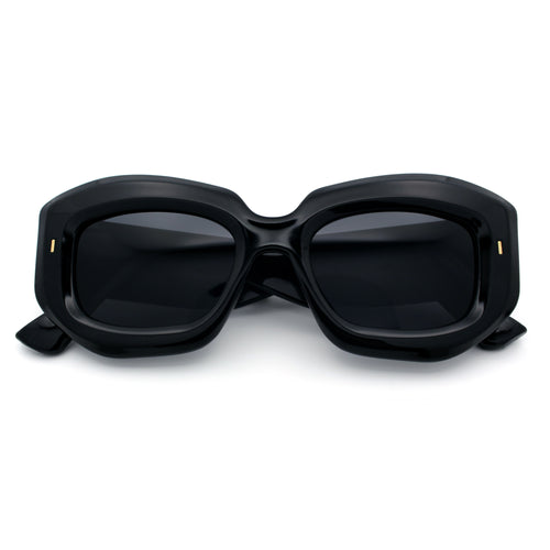 Womens Mod Thick Beveled Plastic Retro Glamorous Sunglasses