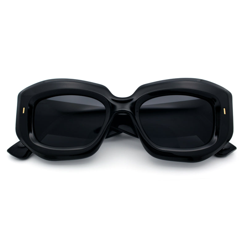 Womens Mod Thick Beveled Plastic Retro Glamorous Sunglasses