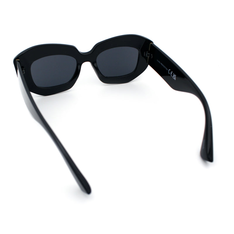 Womens Mod Thick Beveled Plastic Retro Glamorous Sunglasses