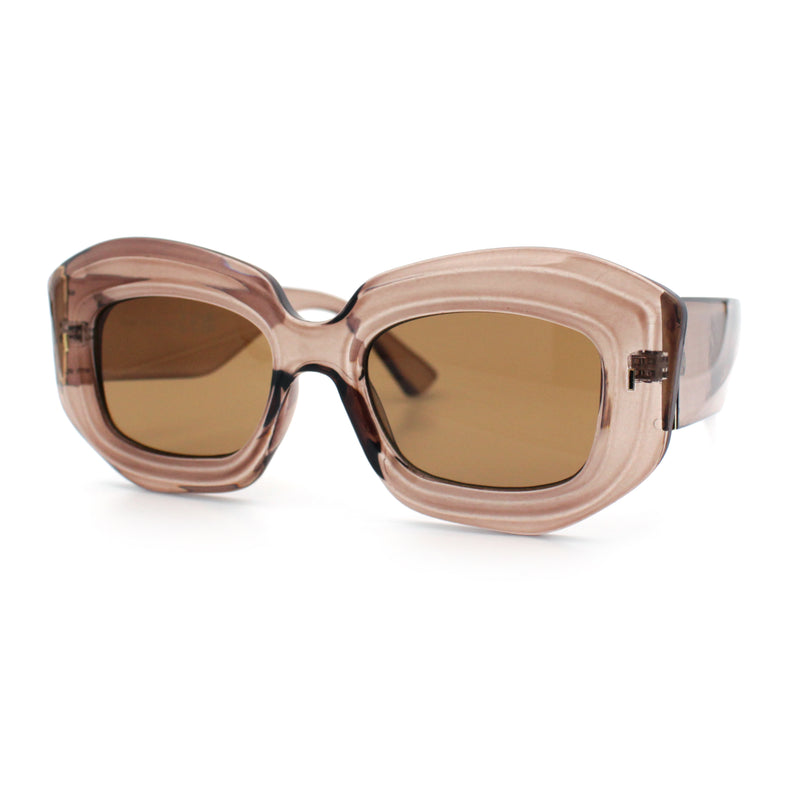 Womens Mod Thick Beveled Plastic Retro Glamorous Sunglasses