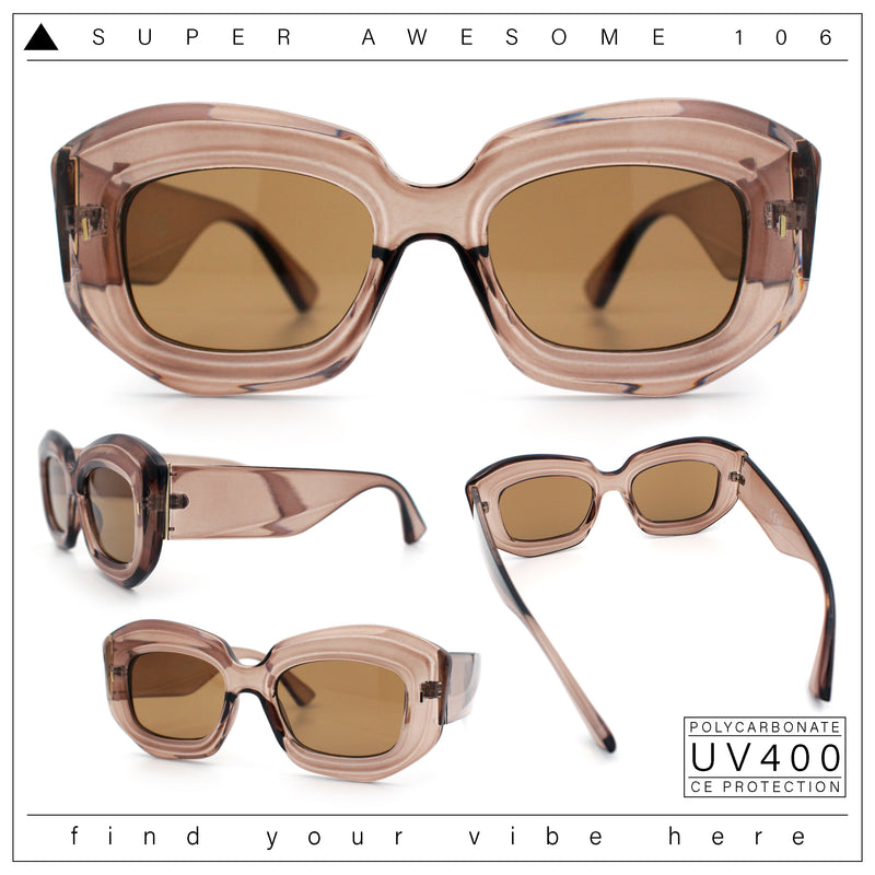 Womens Mod Thick Beveled Plastic Retro Glamorous Sunglasses