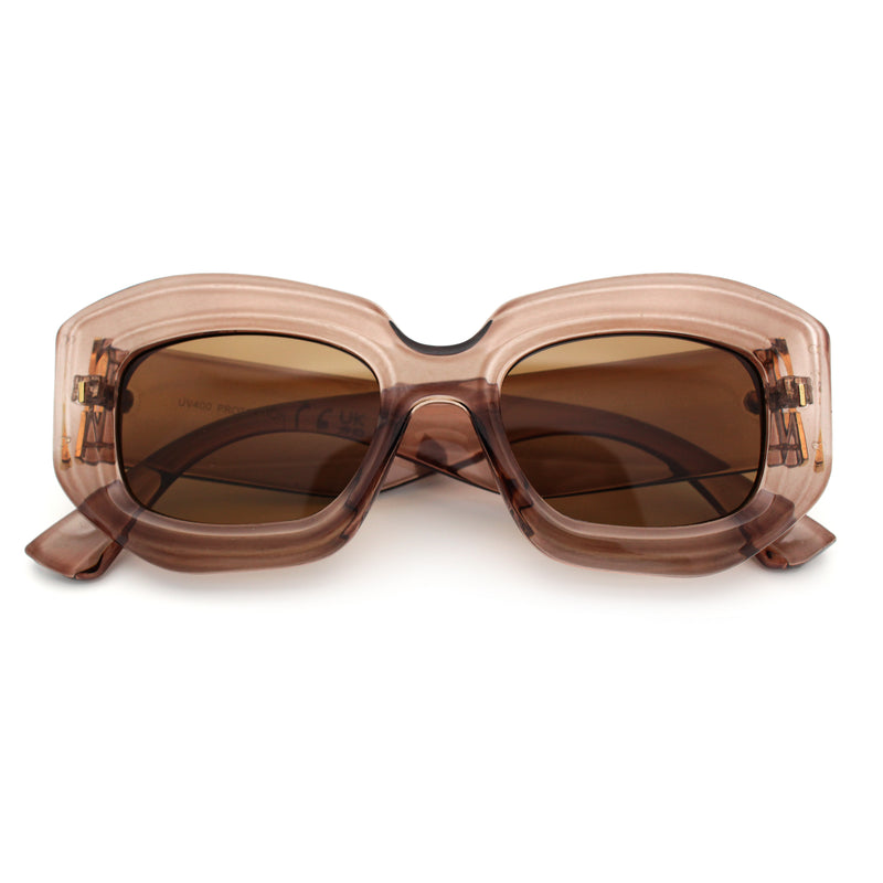 Womens Mod Thick Beveled Plastic Retro Glamorous Sunglasses
