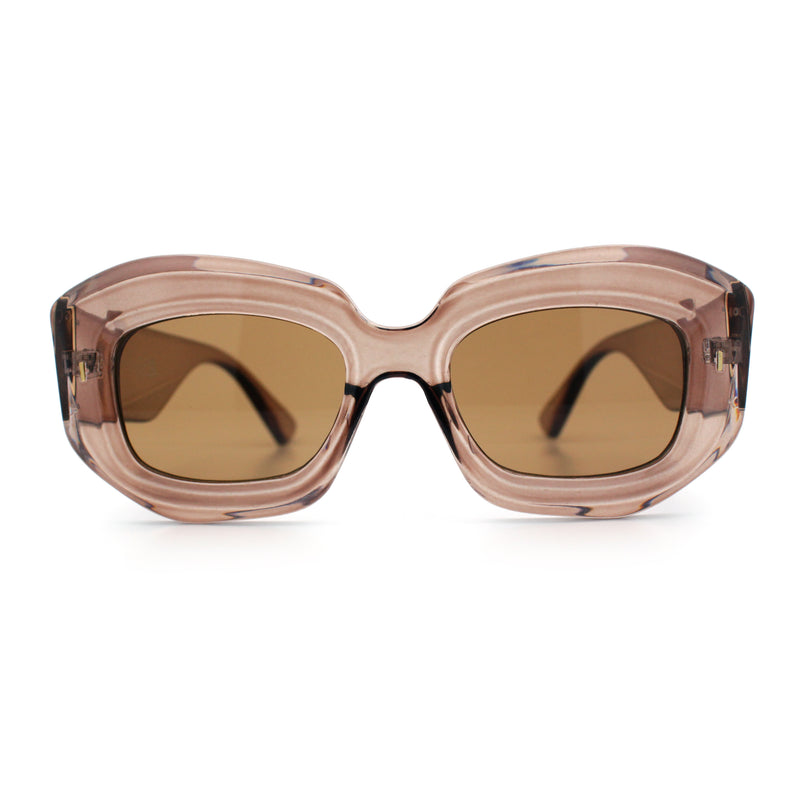 Womens Mod Thick Beveled Plastic Retro Glamorous Sunglasses
