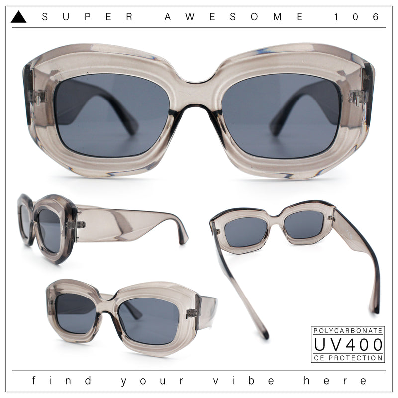 Womens Mod Thick Beveled Plastic Retro Glamorous Sunglasses