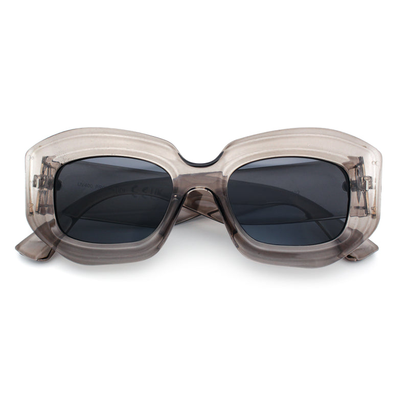 Womens Mod Thick Beveled Plastic Retro Glamorous Sunglasses